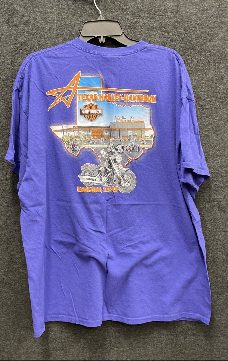 Harley-Davidson Texas Bedford Dealership T-Shirt Purple American Legend Sz 2XL