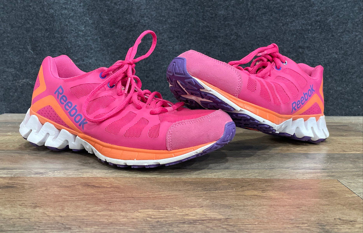 Reebok ZigTech Shark Pink Orange Purple Running Shoes Womens Size 7.5