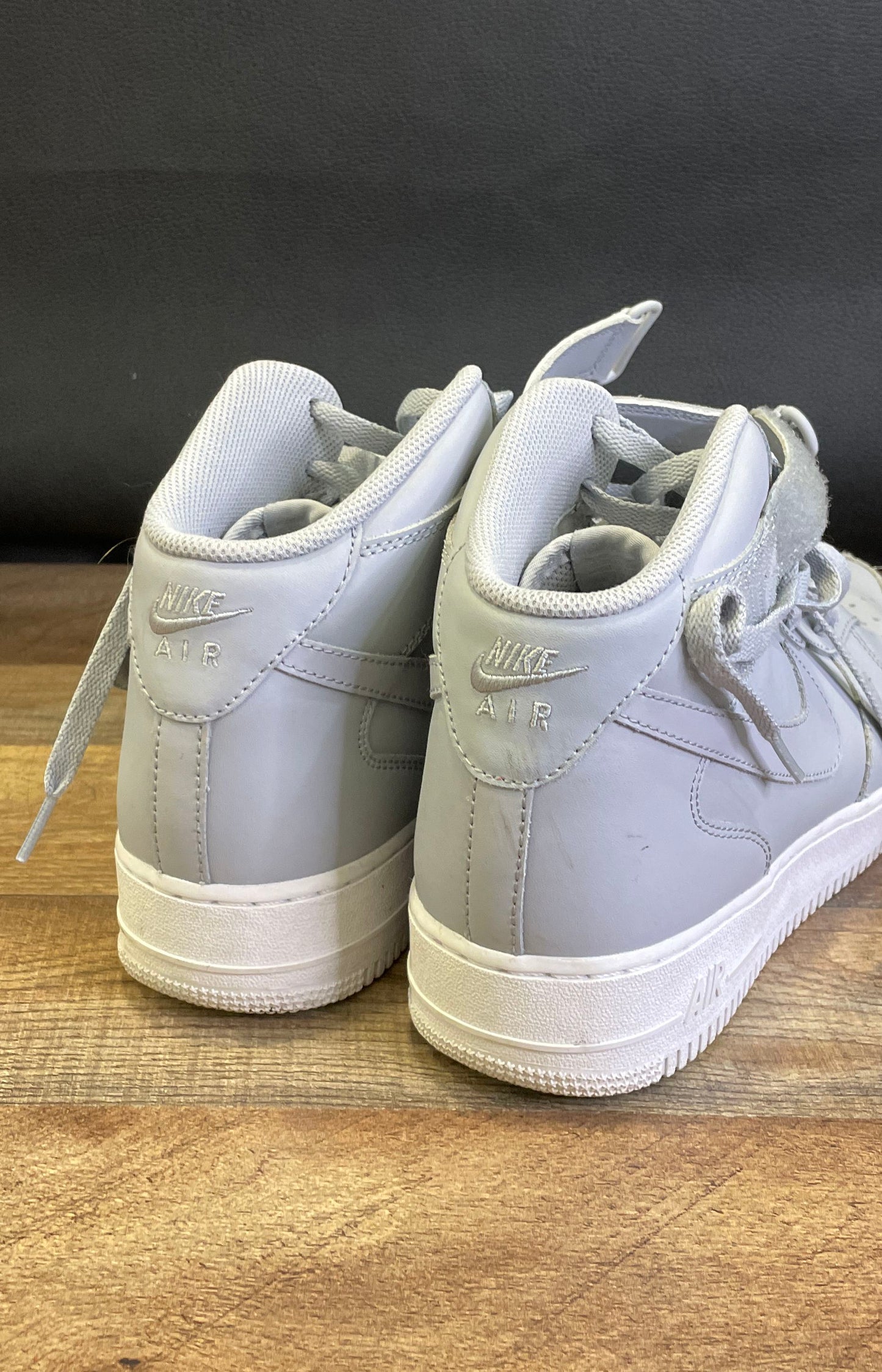 Nike Air Force 1 Mid Wolf Grey White Leather Sneakers Men's Size 11