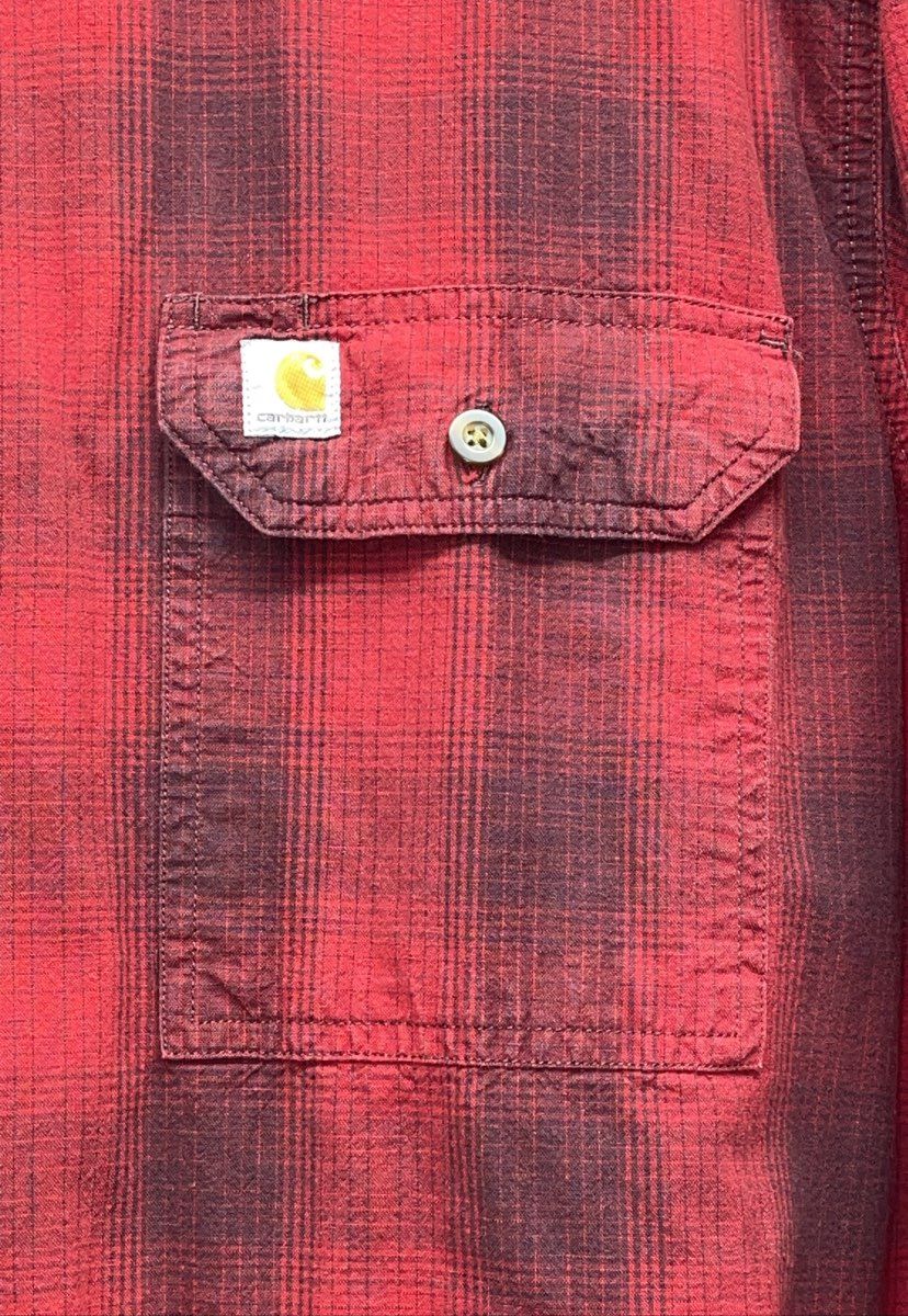 Carhartt Men's Red Plaid Flannel Long Sleeve Button Up Shirt Sz 2XL