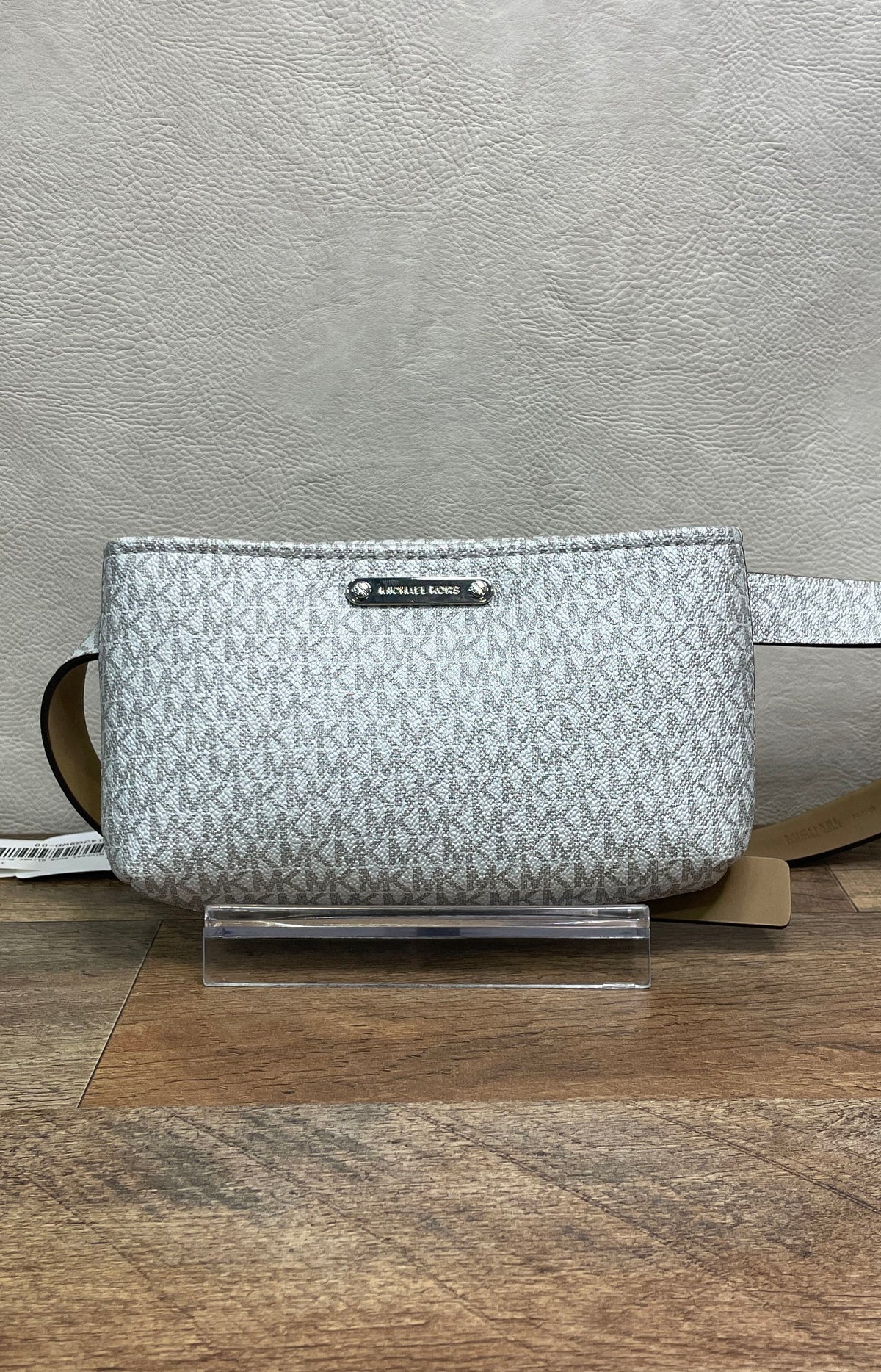 Michael Kors Metallic Silver MK Signature Belt Bag Fanny Pack S/M