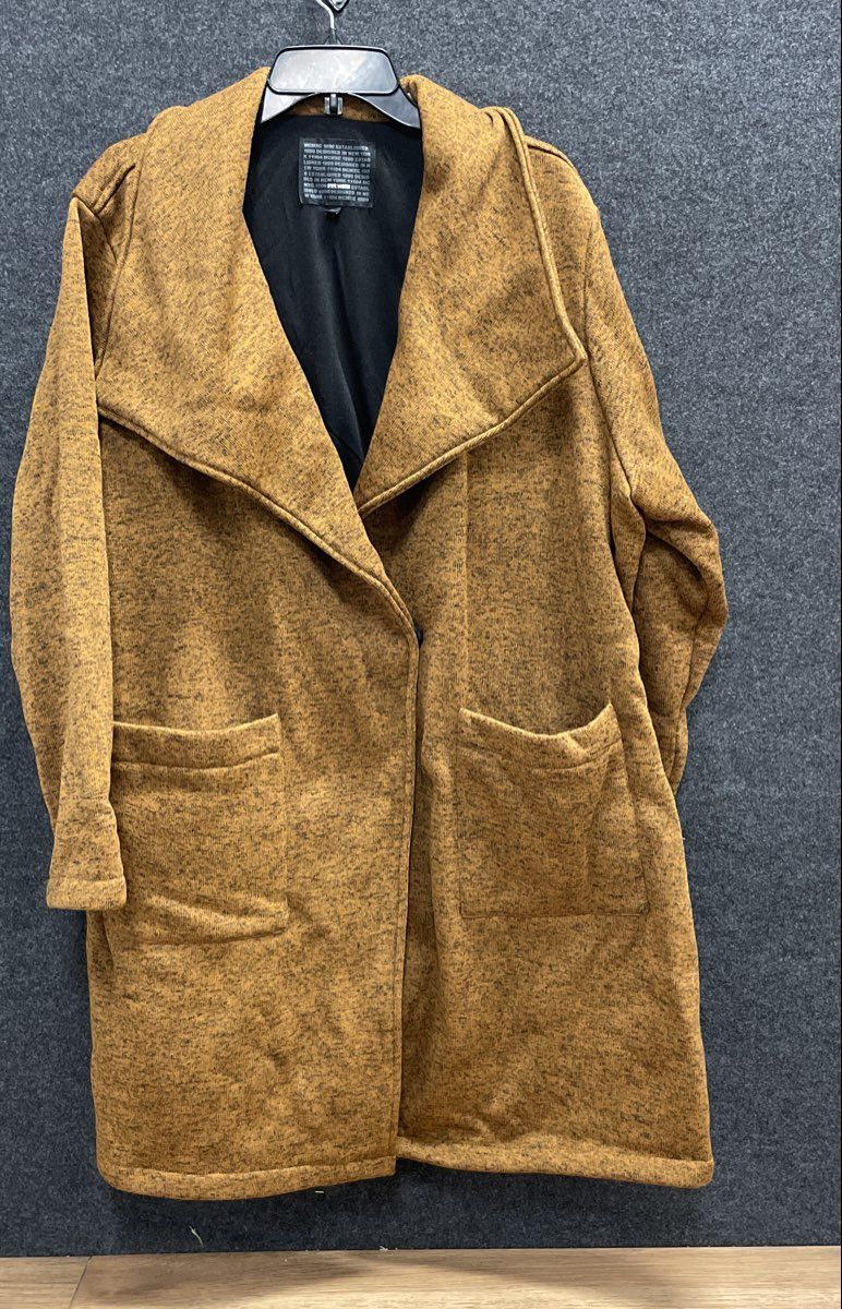 Steve Madden Women's Brown Heathered Open Front Wide Lapel Coat Sz 3X