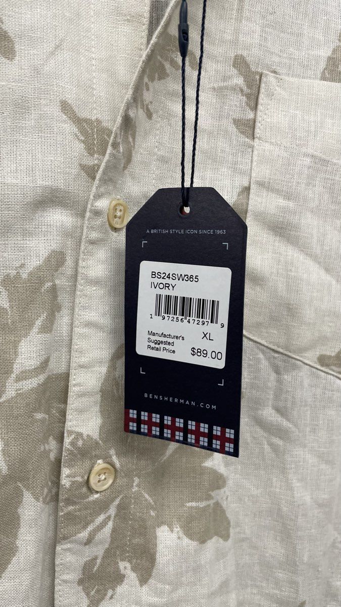 Ben Sherman NWT Floral Print Camp Collar Button Up Shirt Sz XL