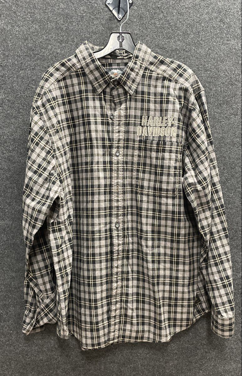 Harley-Davidson MotorClothes Plaid Long Sleeve Button Shirt Embroidered Sz XL