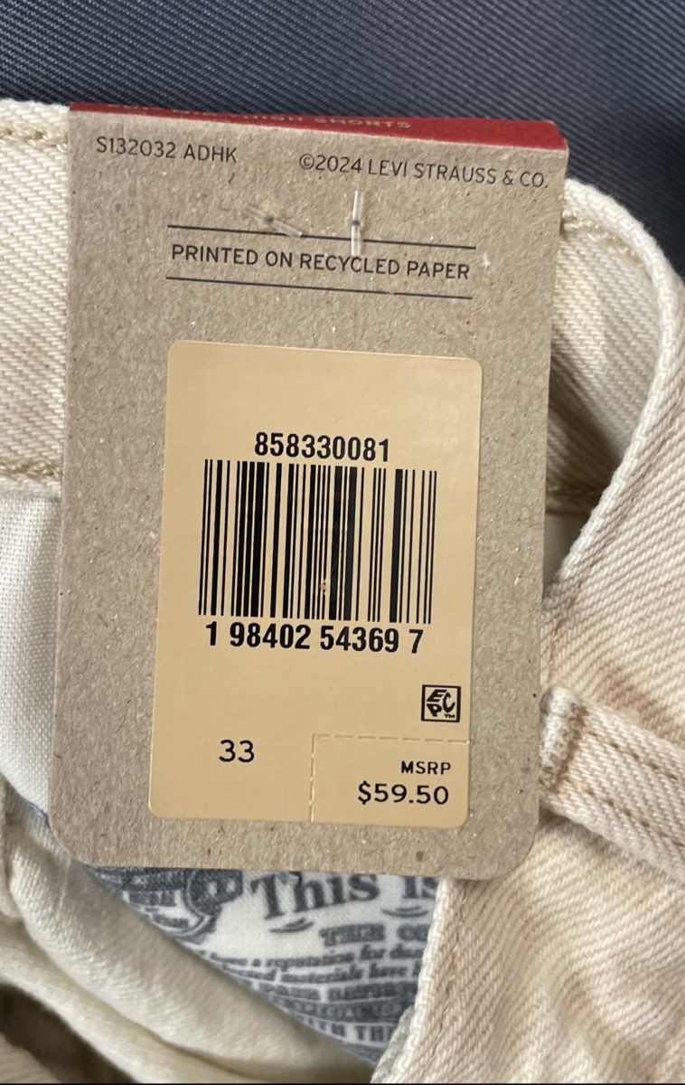 Levi's Women's NWT 501 Mid-Thigh Shorts Tan High Rise Raw Hem Sz 33