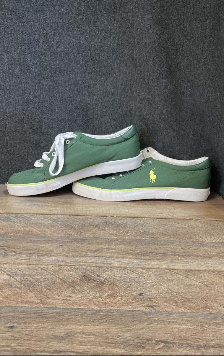 Polo Ralph Lauren Faxon Low Green White Lime Canvas Sneakers Size 13D