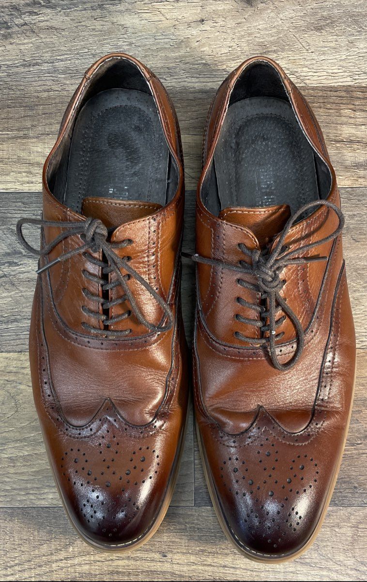 Stacy Adams Dunbar Wingtip Cognac Brown Leather Oxfords Size 12