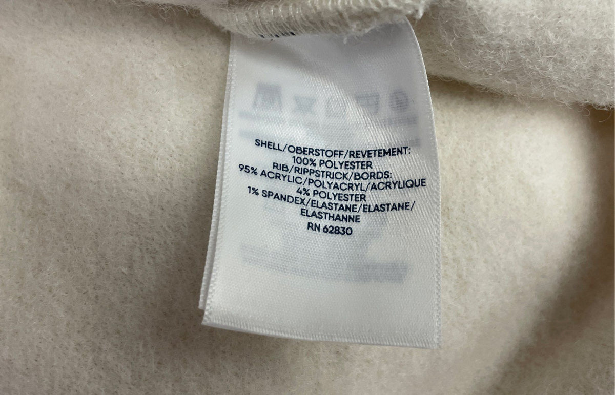 Land's End Women's Cream Fuzzy Sherpa Fleece Quarter Zip Pullover Sz L