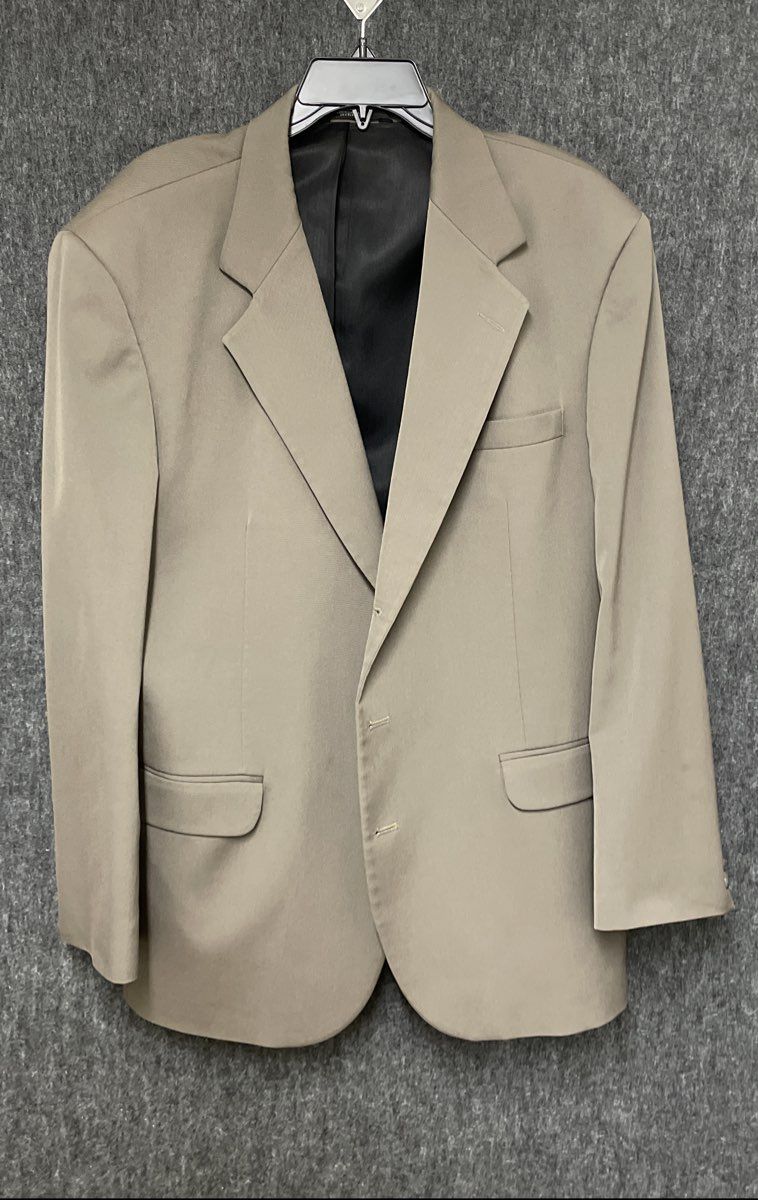Haggar Black Label Men's Tan Beige 2 Button Notch Lapel Blazer Size 44