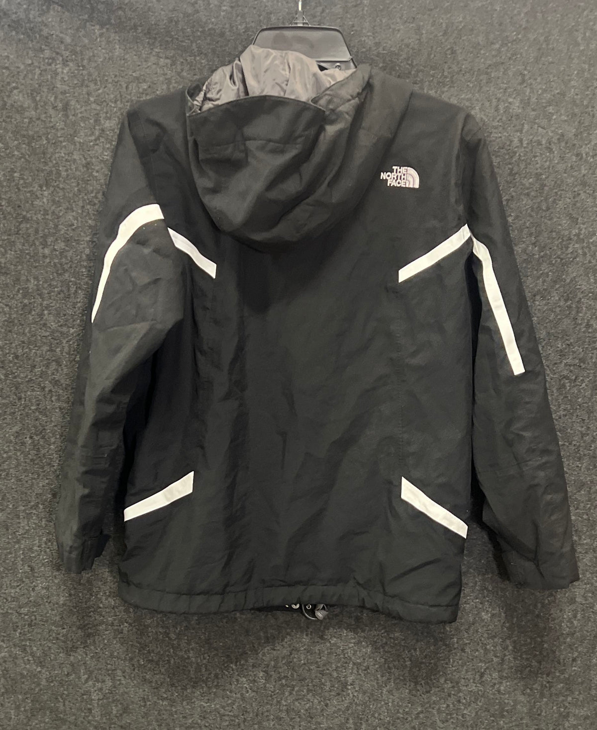 The North Face Boys' HyVent Hooded Jacket Black Reflective Trim Size L 14/16