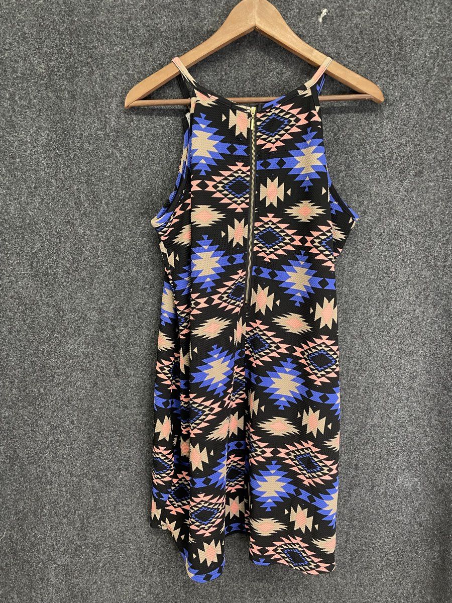 Rue21 Women's Halter Neck Mini Dress Black Aztec Tribal Print Sz 2X