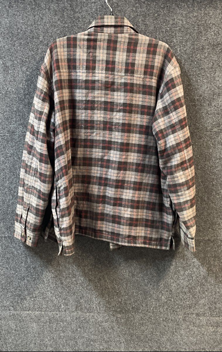 Covington Men's Gray Black Red Plaid Fleece Lined Flannel Shirt Jacket Sz L