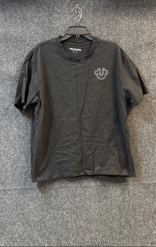 True Religion Men's T-Shirt Black Graphic Horseshoe Logo Sz XL