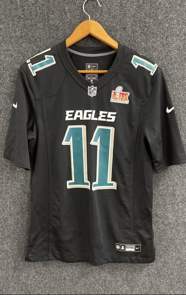 Nike Men's Philadelphia Eagles A.J. Brown #11 Black Super Bowl LIX Jersey Sz M