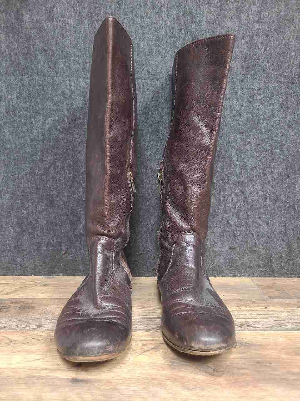Frye Jillian Pull On Dark Brown Leather Knee High Boots Women's Size 7.5 M
