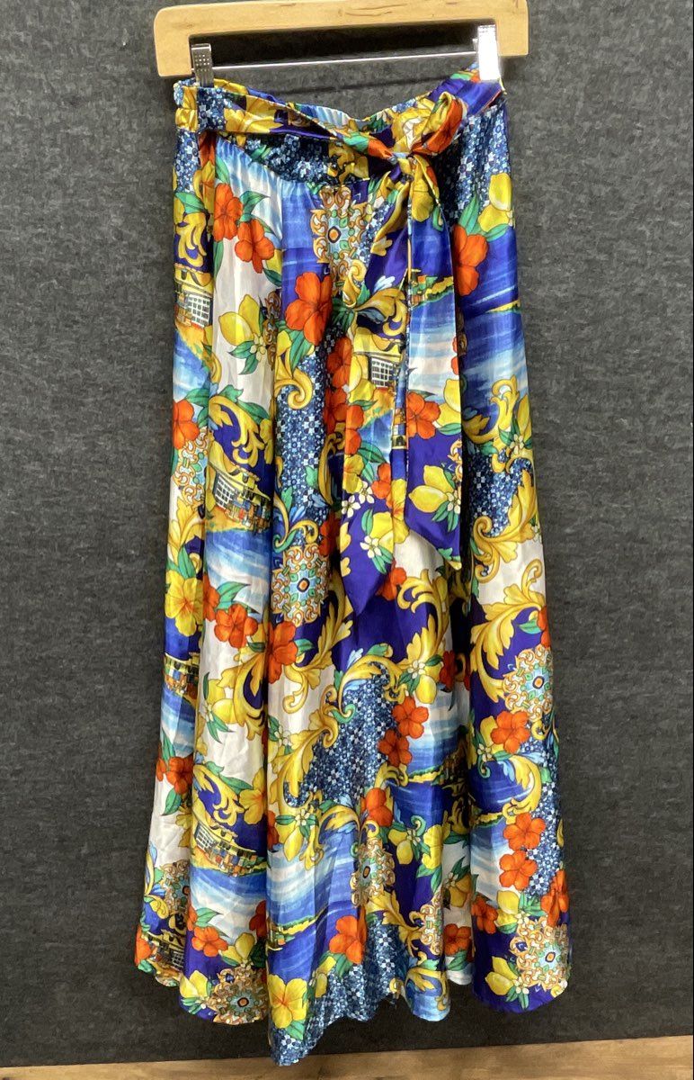 Her Destiny Women's Multicolor Floral Baroque Coastal Print Maxi Skirt Sz M