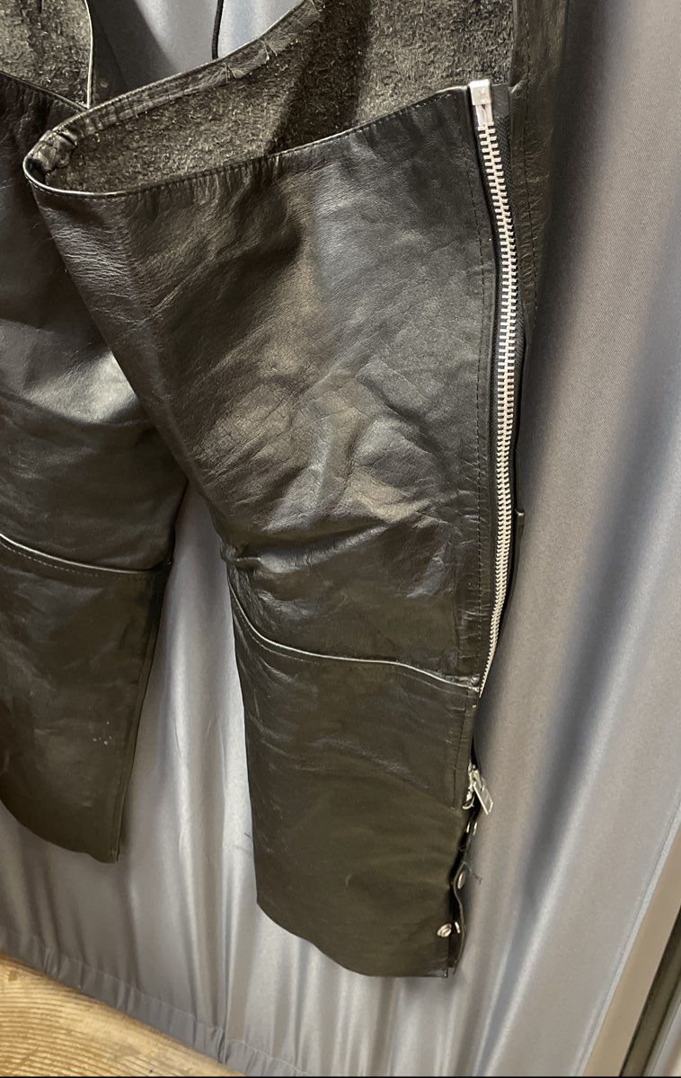 Protech Leather Apparel Unisex Black Motorcycle Riding Chaps Genuine Leather XXL