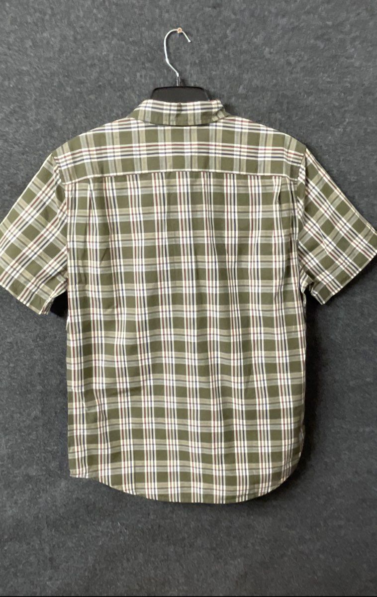 Levi's Men's Standard Fit Shirt Green Plaid Short Sleeve One Pocket Sz M
