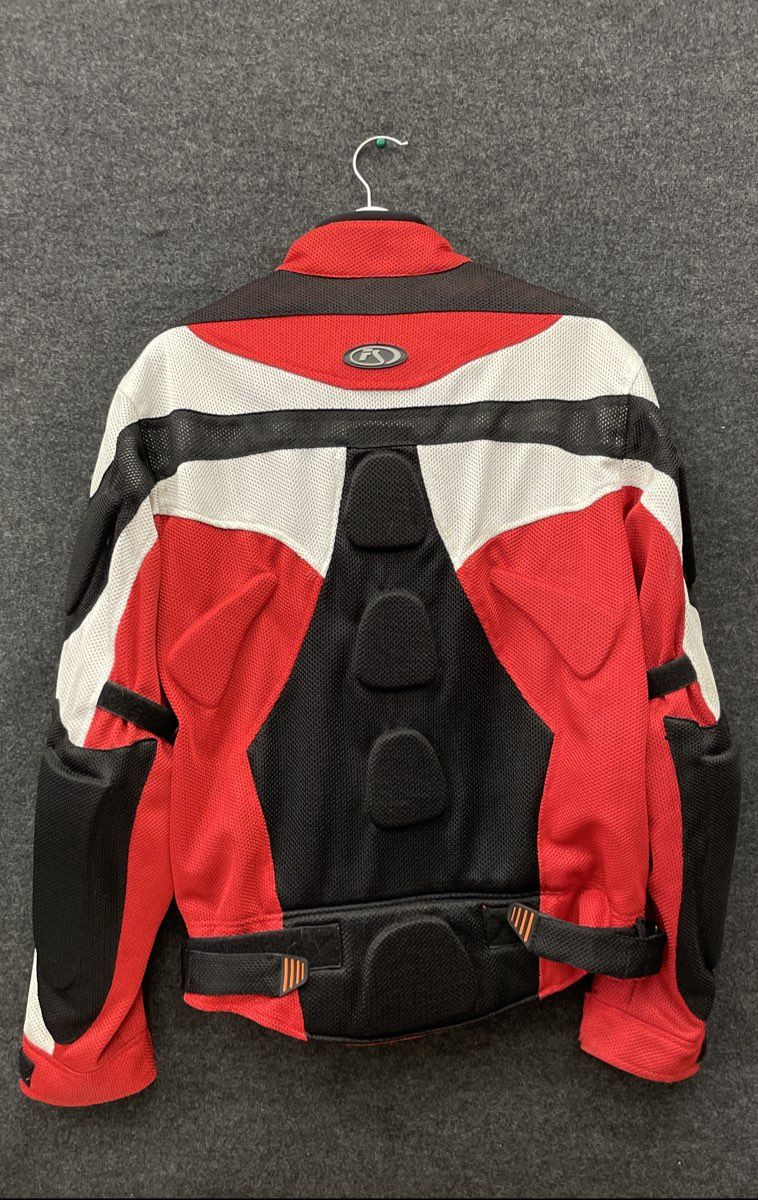 Fieldsheer Men's Red White Black Mesh Armored Motorcycle Jacket Size M