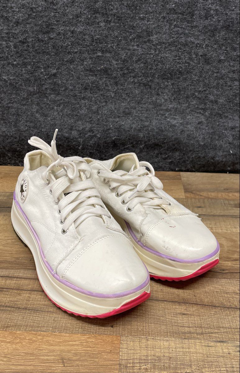 Fashion Classic Platform Canvas Sneakers White Pink Purple Women's Size 7