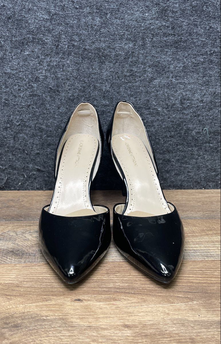 Adrienne Vittadini Black Patent D'Orsay Pointed Toe Heels Size 8