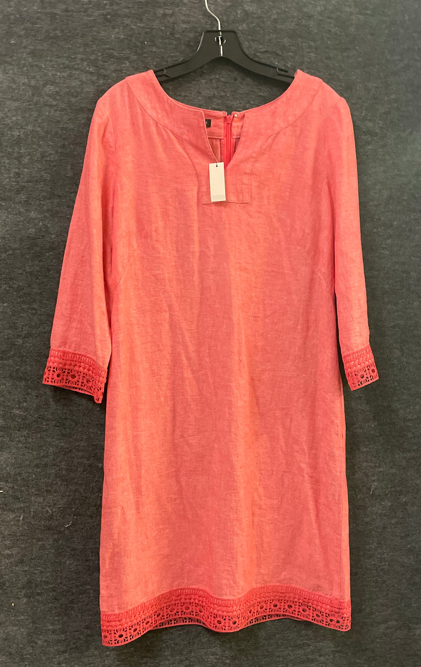 Talbots Women's Coral Pink Lace Trim Shift Dress NWT Sz 6 Textured Summer