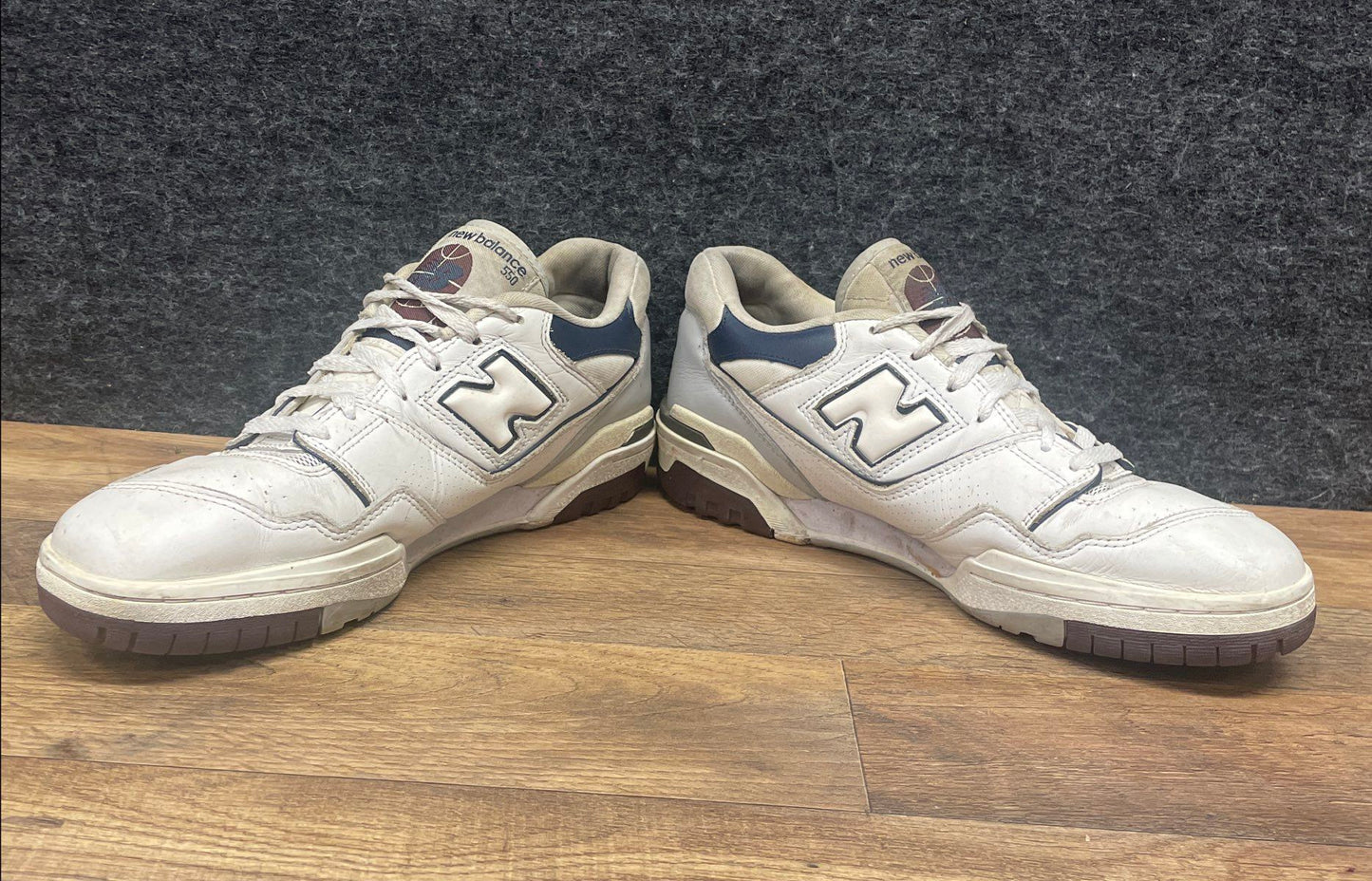 New Balance 550 White Navy Burgundy Basketball Sneakers Men's Size 10.5