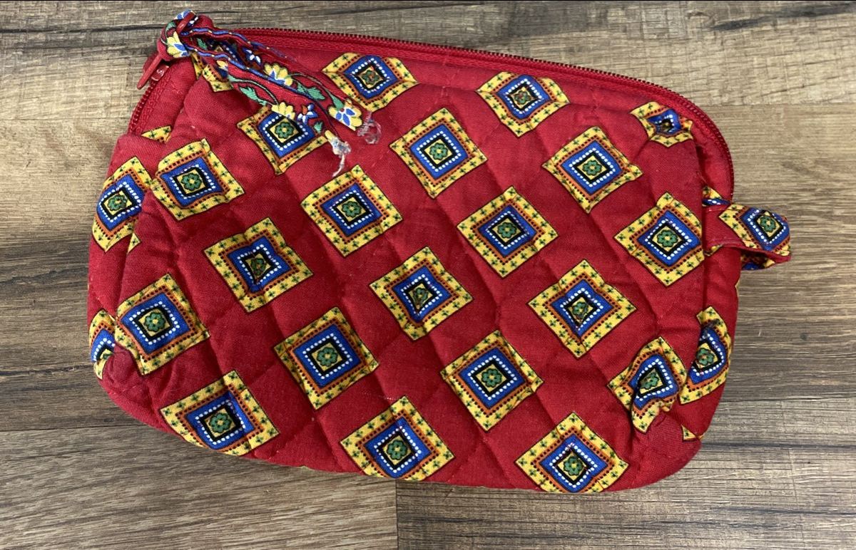 Vera Bradley Red Quilted Tote Bag & Cosmetic Pouch Vintage Lot of 2