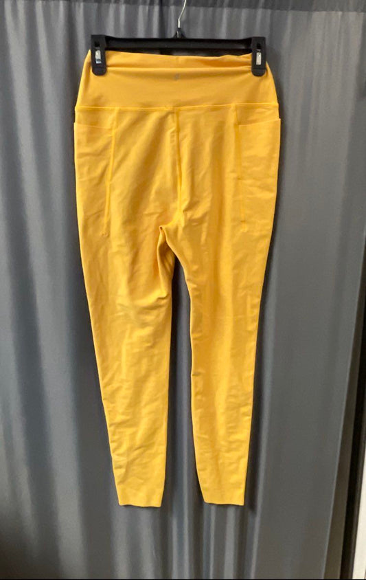 Peloton Women's High-Rise Athletic Leggings Yellow with Side Pockets Sz M