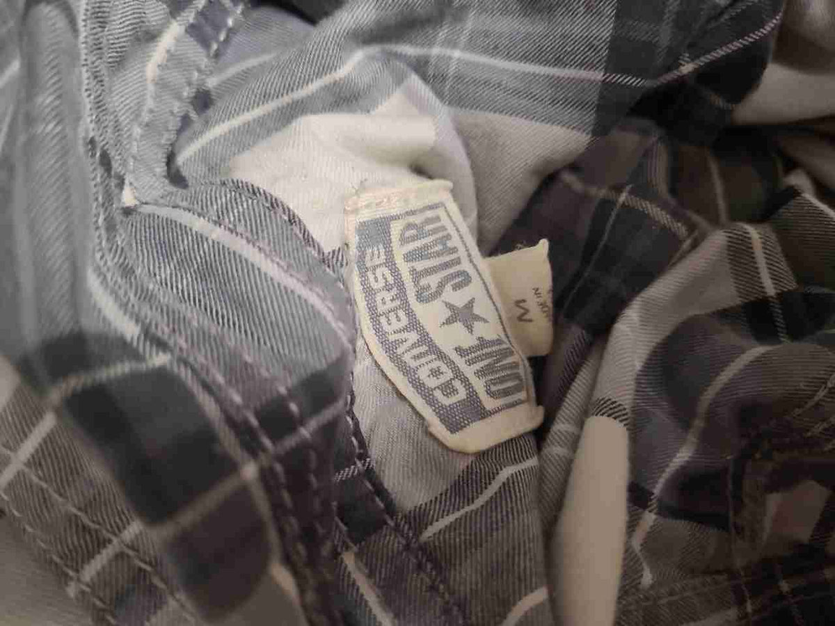 Converse One Star Men's Gray Plaid Button Down Flannel Style Shirt Sz M