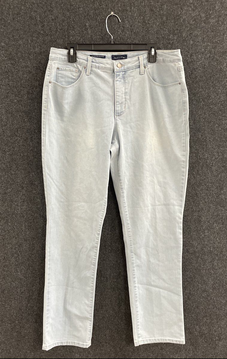 Charter Club Women's Lexington Straight Light Blue Wash Jeans Size 16