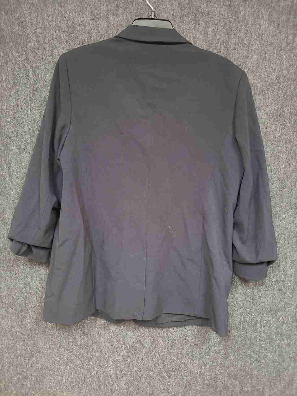 Michael Kors Women's Black Ruched Sleeve Single Button Blazer Sz 16