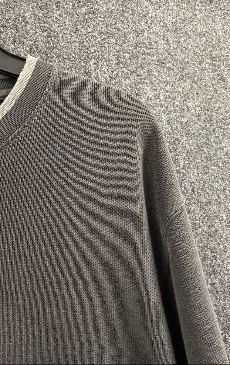 Murano Men's Long Sleeve Shirt Black Gray Colorblock V-Neck Cotton Size M