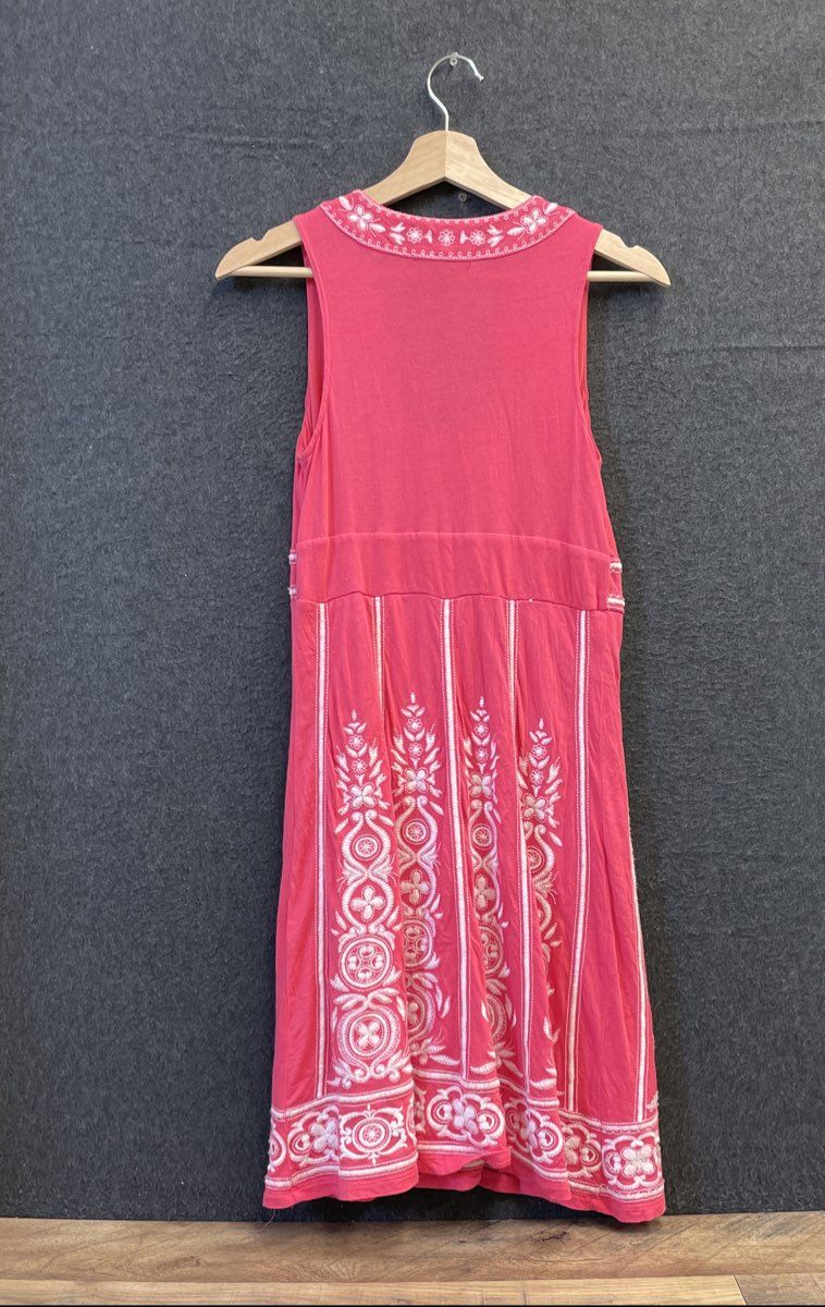 INC International Concepts Women's Pink Beaded Embroidered Cotton Dress Sz S