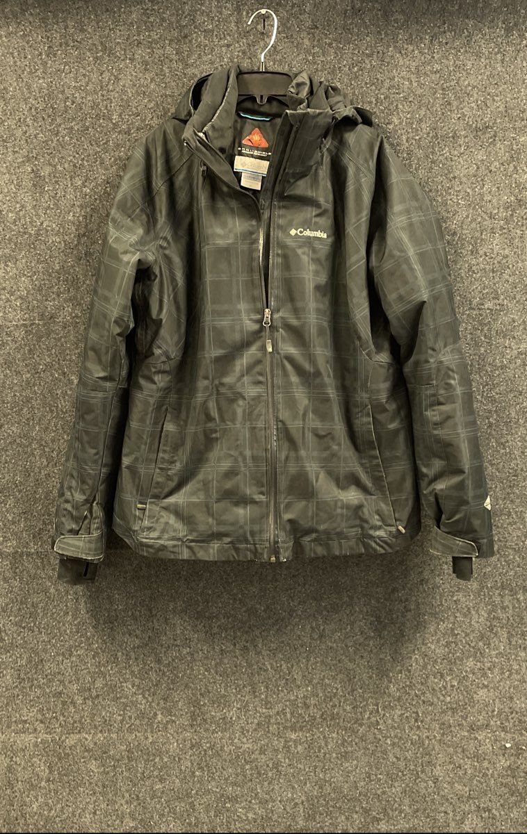 Columbia Women's Black Grid Plaid Omni-Heat Interchange Jacket Shell Sz XL