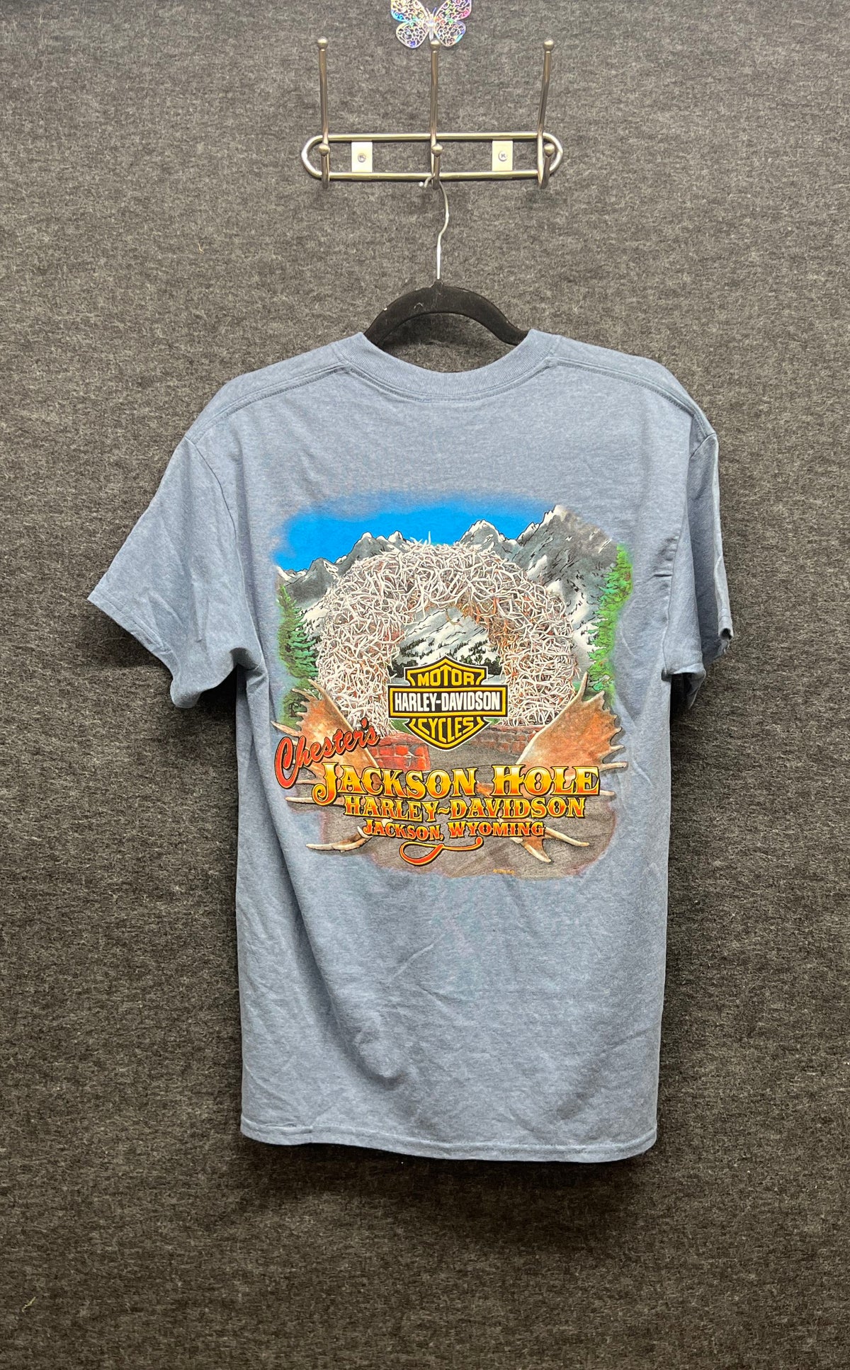 Harley-Davidson Jackson Hole Wyoming Graphic T-Shirt Blue Heather Sz M
