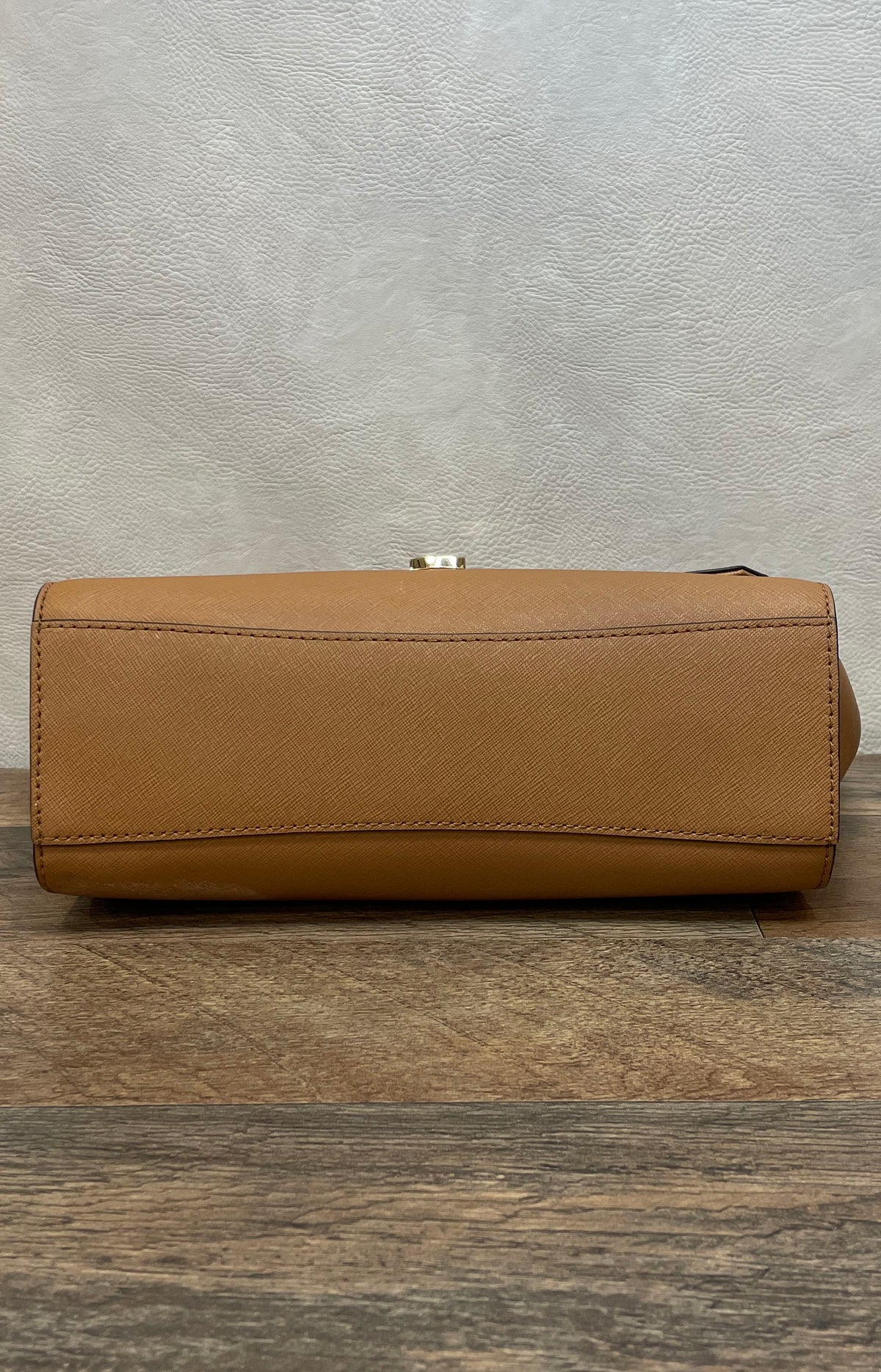 Michael Kors Tan Saffiano Leather Satchel Crossbody Bag Gold Hardware