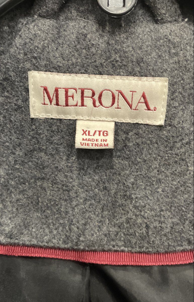Merona Women's Gray Double Breasted Wool Blend Blazer Peacoat Jacket Sz XL