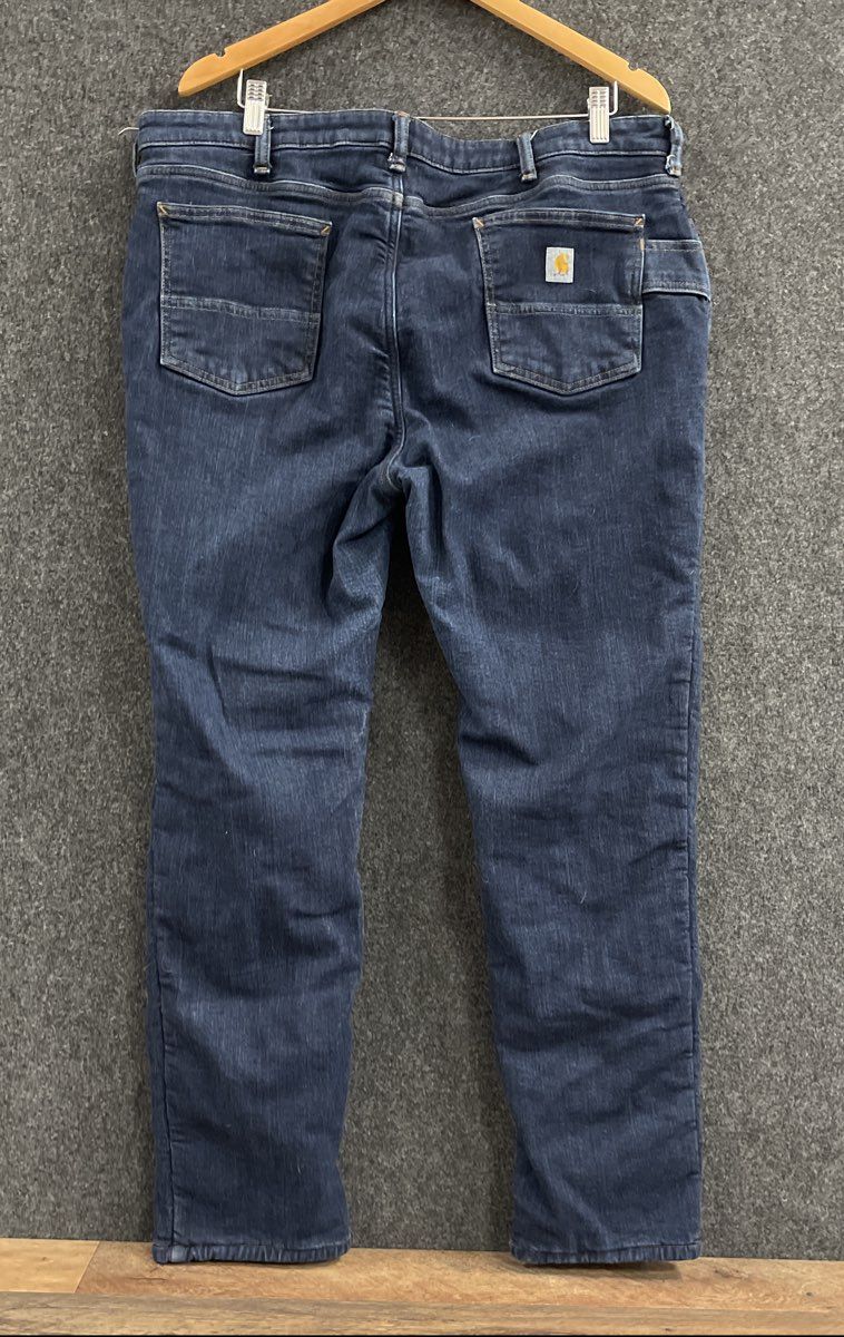 Carhartt Women's Dark Wash Blue Relaxed Fit Fleece Lined Jeans Size 16 Regular