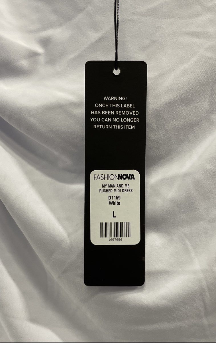 Fashion Nova Women's My Man and Me Ruched Midi Dress White NWT Sz L