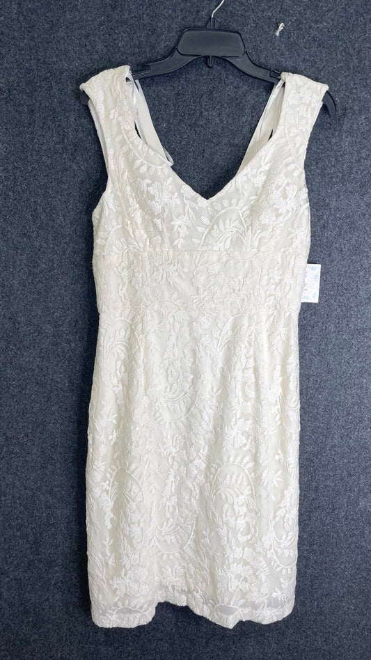 Suzi Chin for Maggy Boutique Women's White Floral Lace V-Neck Dress NWT Sz 10