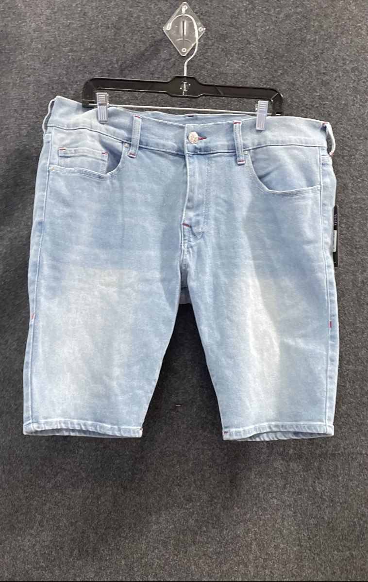 True Religion Men's Rocco Relaxed Skinny Denim Shorts Light Rainy Wash Sz 38 NWT