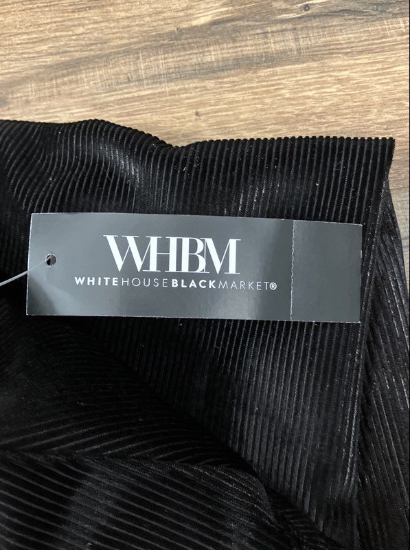 White House Black Market Women's Black Ribbed Runway Leggings NWT Sz 6