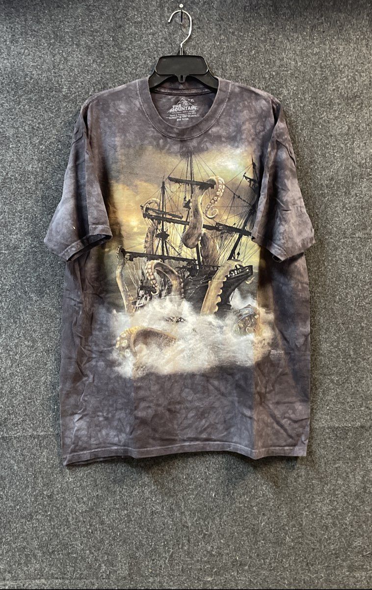 The Mountain Kraken Giant Squid Ship T-Shirt Tie Dye 2013 Gregory Moore Sz XL