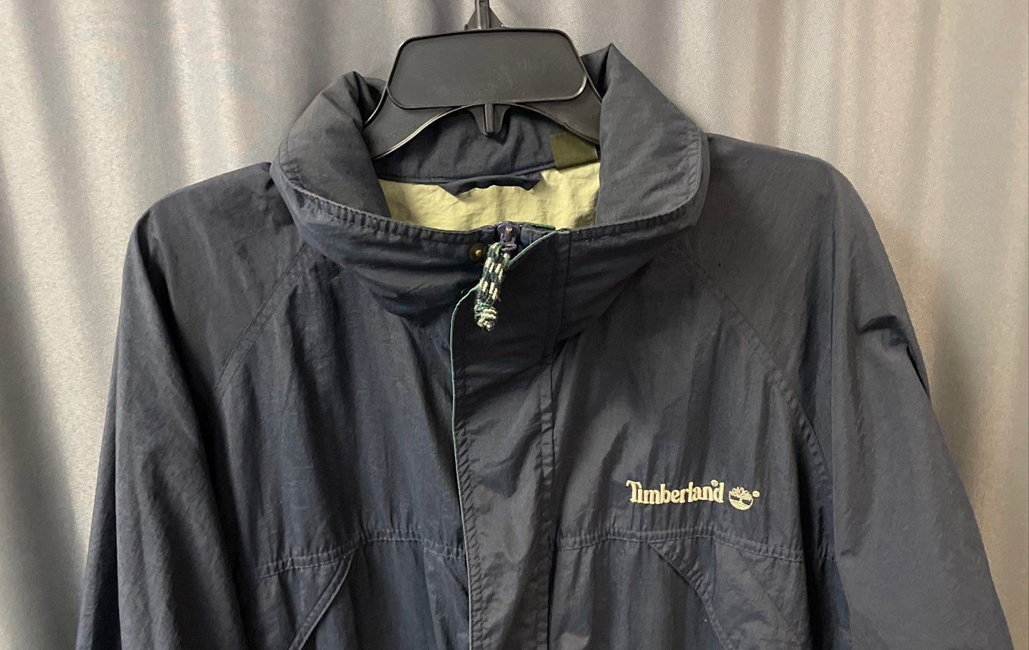 Vintage 90s Timberland Men's Blue Green Hooded Windbreaker Jacket Sz XL
