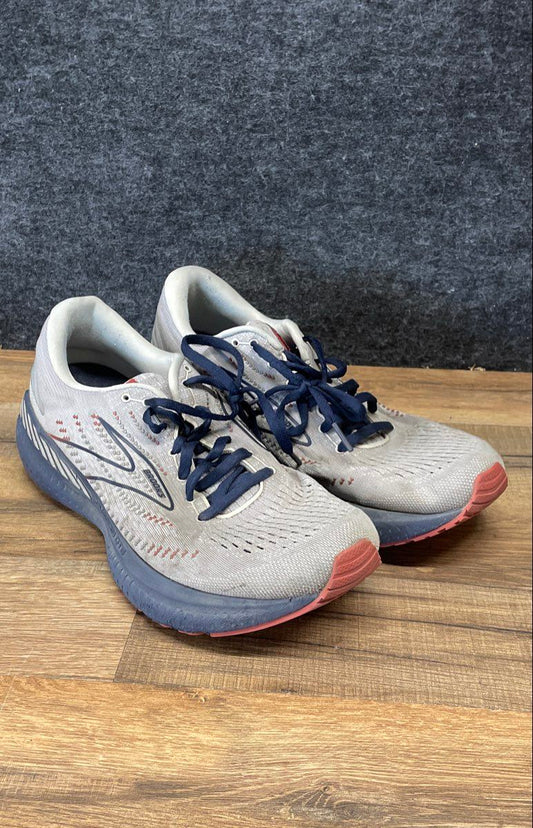 Brooks Glycerin GTS 19 Grey Navy Blue Running Shoes Men's Size 9.5