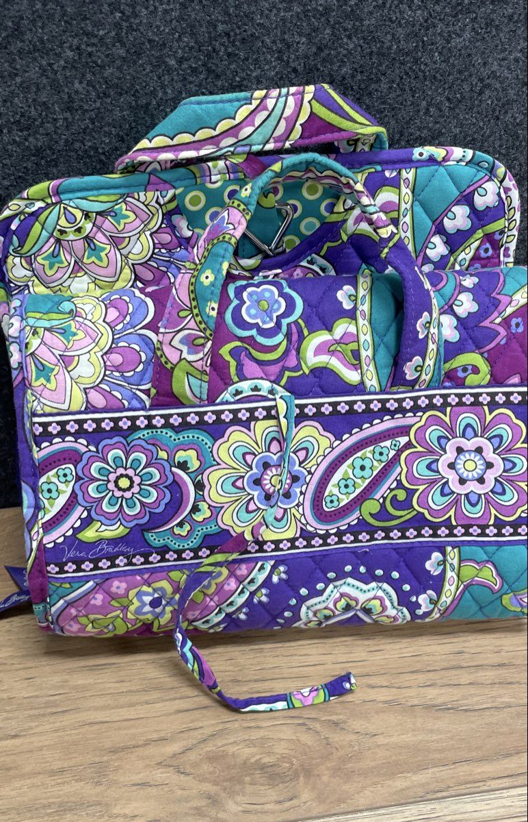 Vera Bradley Handbag Hanging Travel Organizer Toiletry Bag Paisley Lot of 2