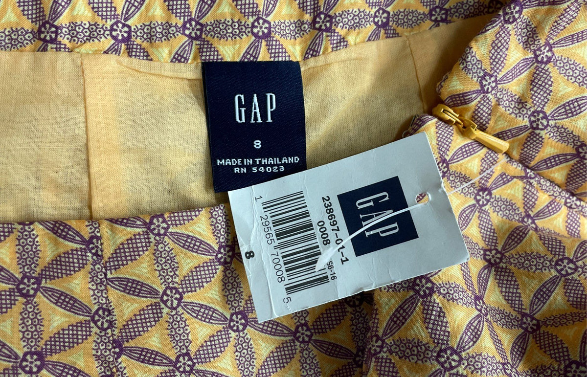 Gap Women's Yellow Purple Printed Cotton Flared Skirt Size 8 NWT