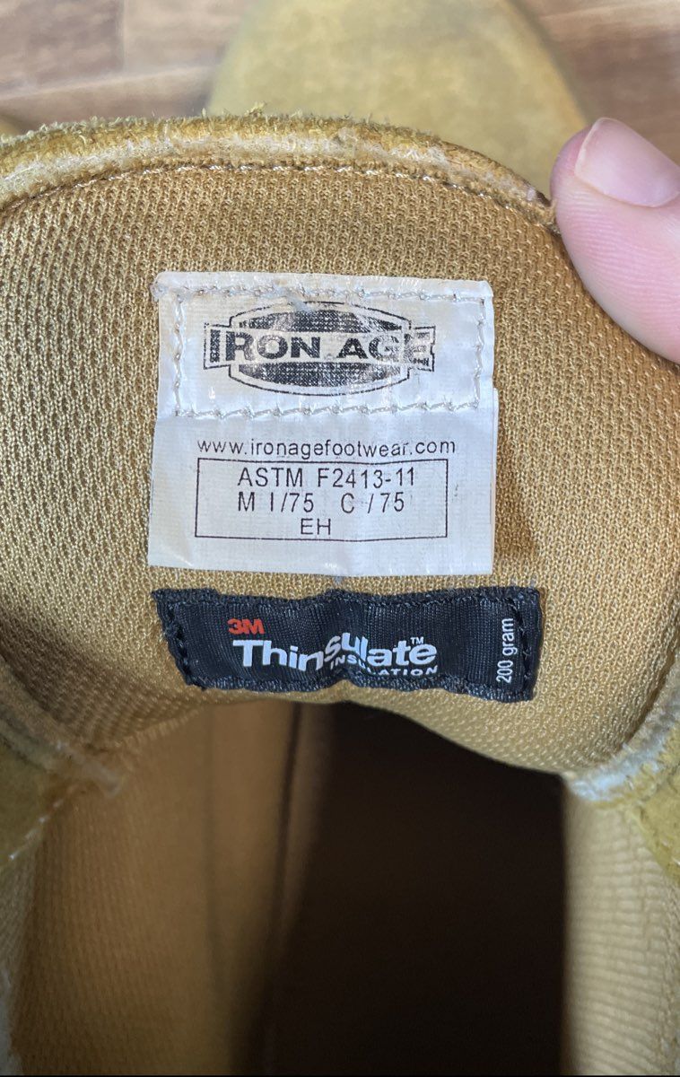 Iron Age IA0161 Tan Leather 200g Thinsulate Steel Toe Work Boots Size 10M