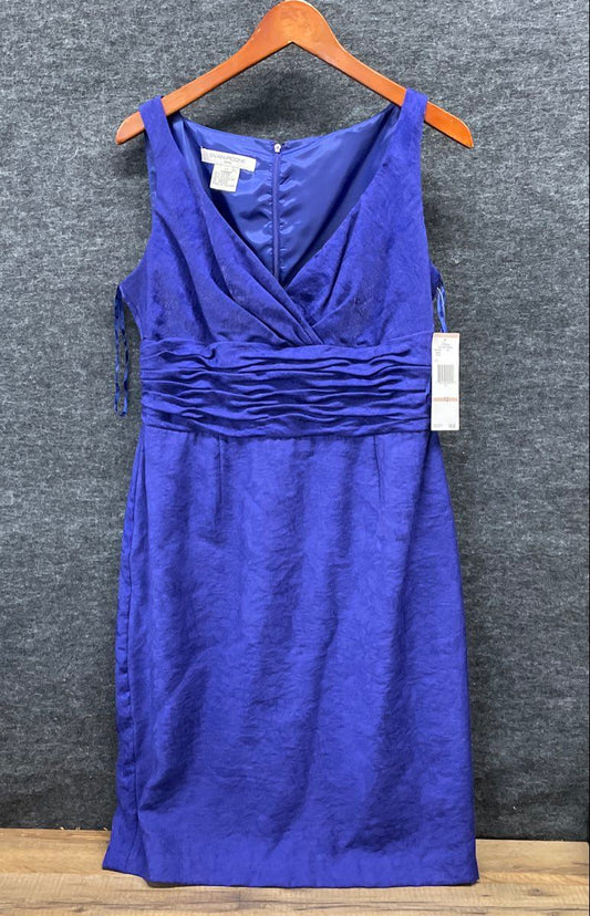 Evan-Picone Women's Sapphire Purple Ruched Sleeveless Textured Dress Sz 12 NWT